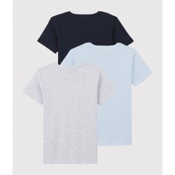 Boys' Short-Sleeved Plain Organic Cotton T-shirts - 3-Pack